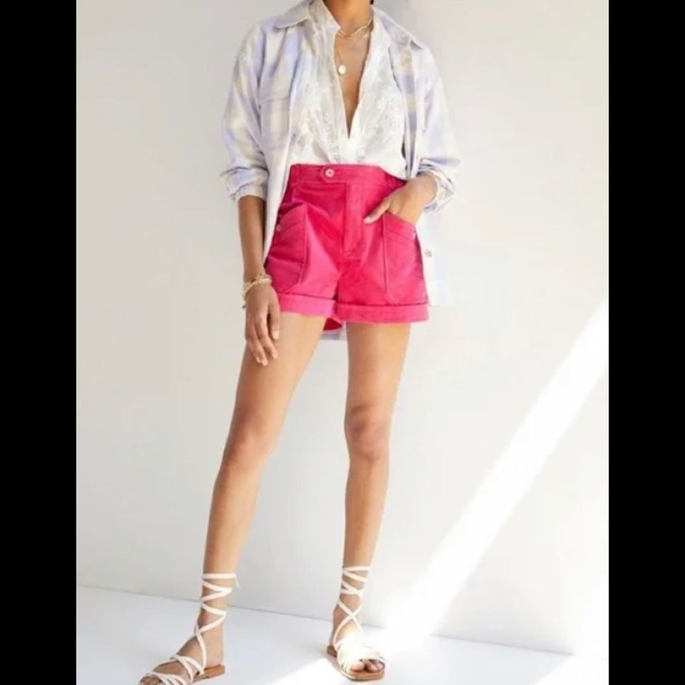 Anthropologie Corduroy Shorts Pink - Picture 2 of 3